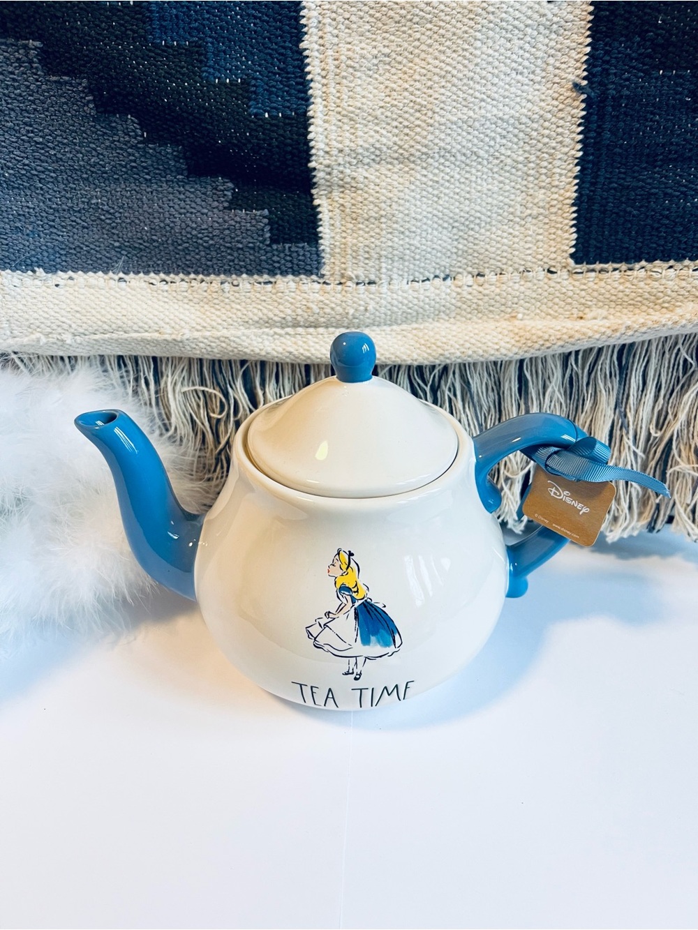 Rae Dunn Alice in Wonderland x Disney TEA TIME Ceramic Teapot tea party NWT